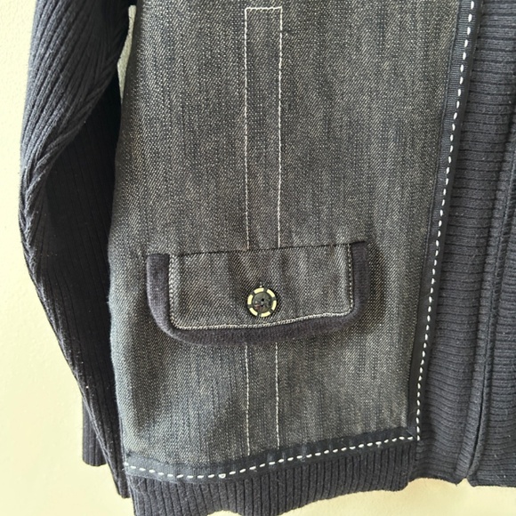 Denim Sweater Women's size Medium Full Zip Cross Stitch Business  Casual preppy - Picture 5 of 12